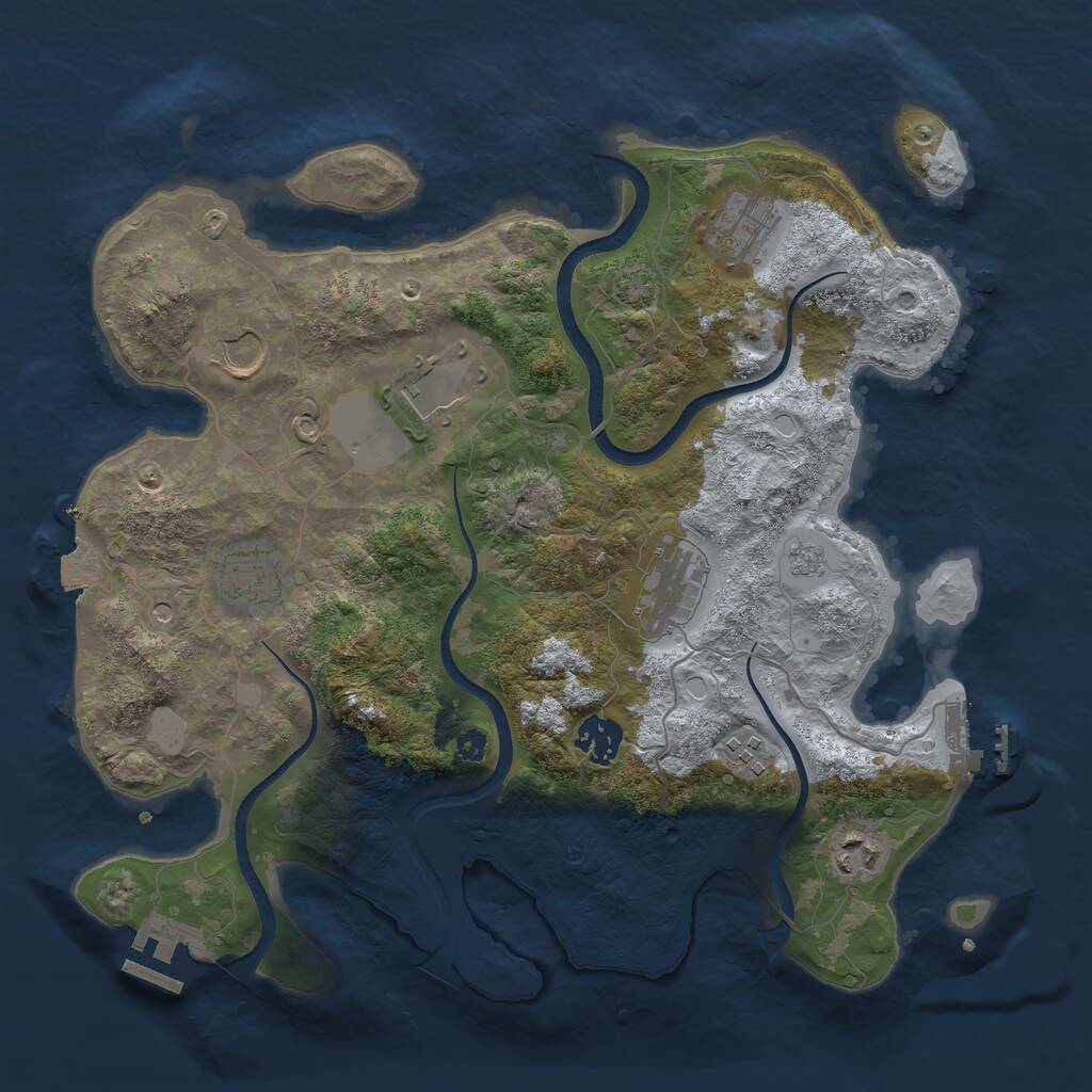 Rust Map: Procedural Map, Size: 3500, Seed: 441686, 14 Monuments