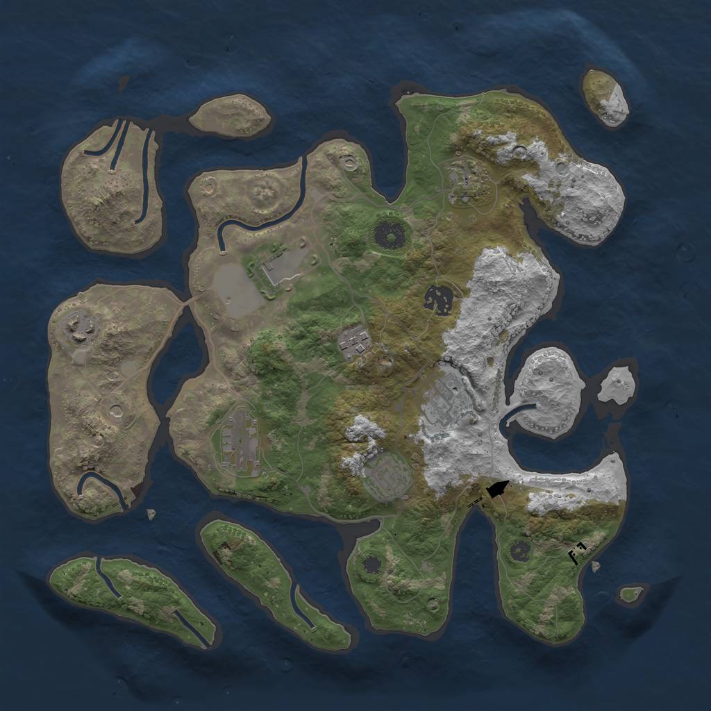 Rust Map: Procedural Map, Size: 3500, Seed: 441686, 11 Monuments