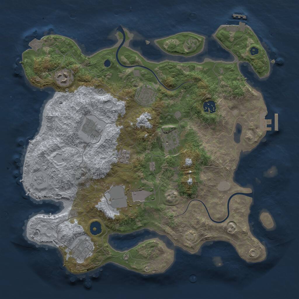 Rust Map: Procedural Map, Size: 3500, Seed: 747911, 14 Monuments