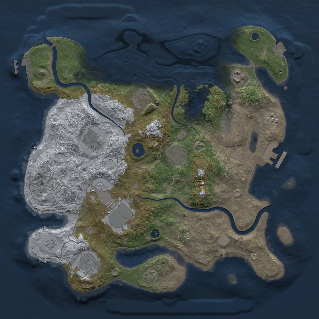 Rust Map: Procedural Map, Size: 3500, Seed: 747911, 14 Monuments