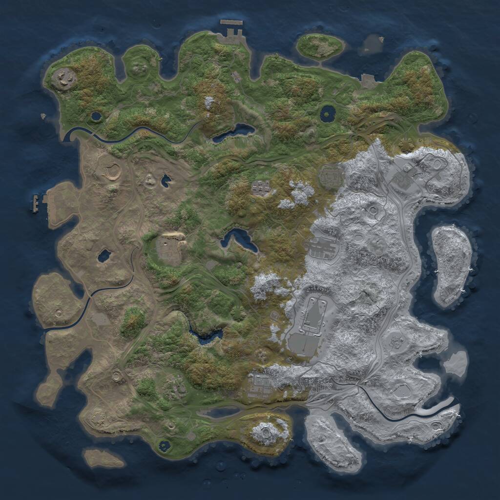 Rust Map: Procedural Map, Size: 4500, Seed: 397106, 16 Monuments