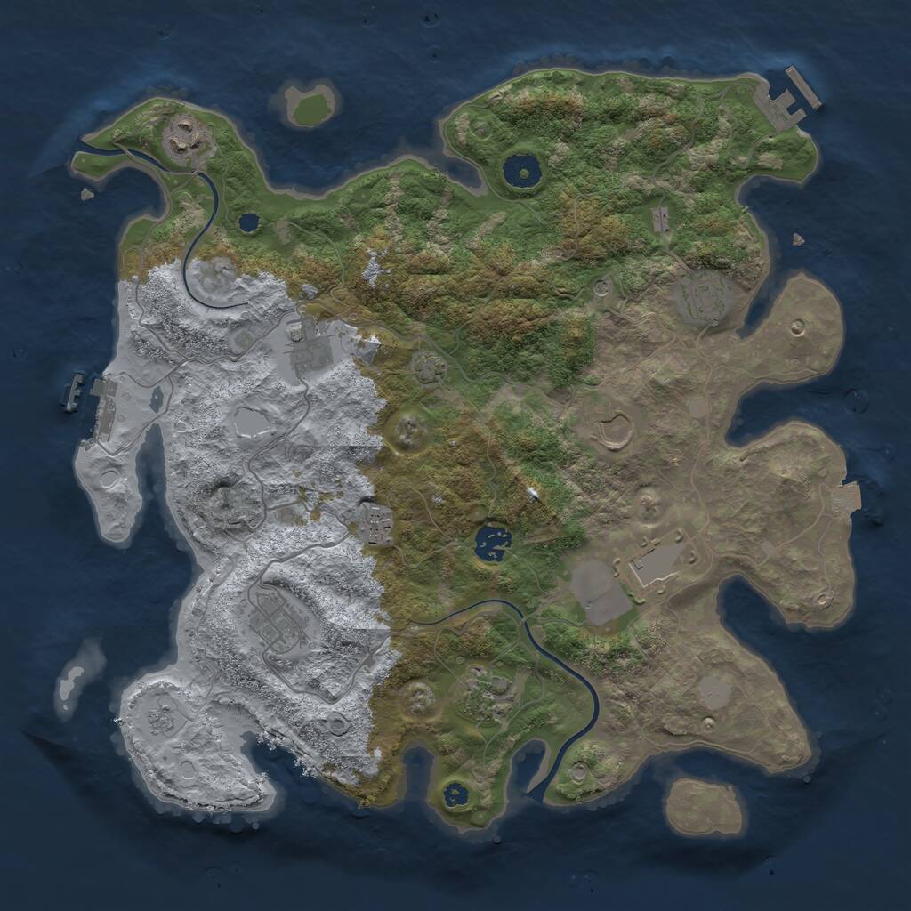 Rust Map: Procedural Map, Size: 3750, Seed: 2069660625, 15 Monuments