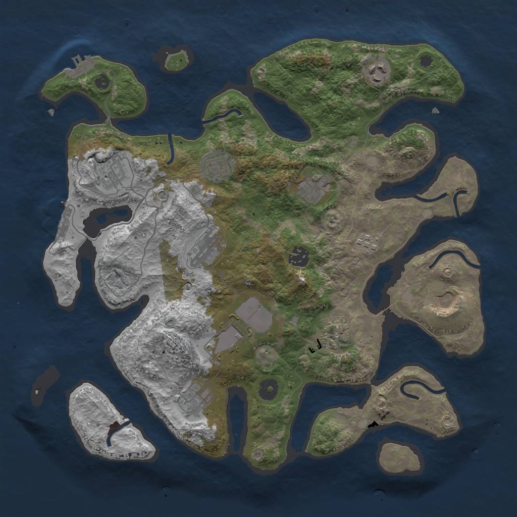 Rust Map: Procedural Map, Size: 3750, Seed: 2069660625, 16 Monuments