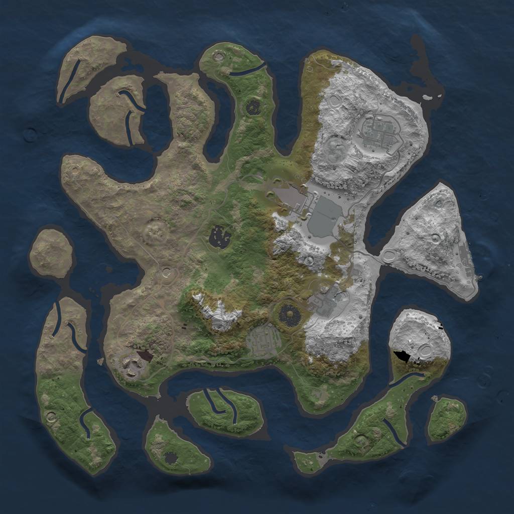 Rust Map: Procedural Map, Size: 3500, Seed: 464338, 13 Monuments