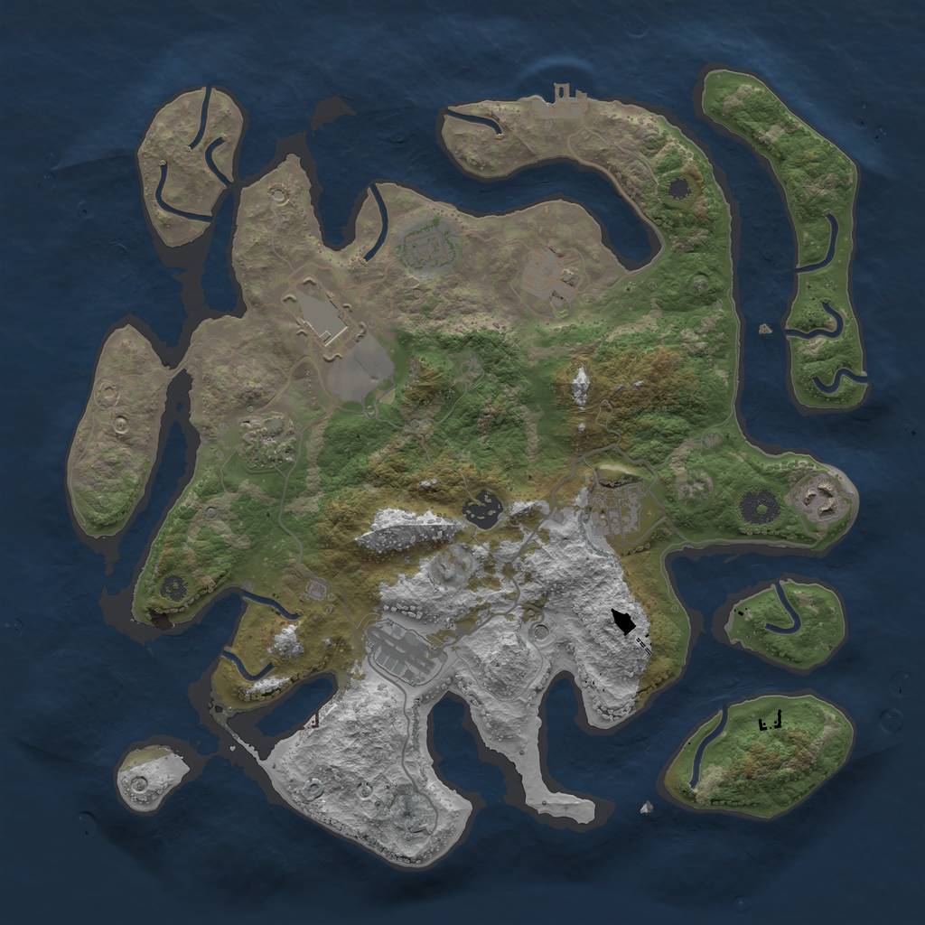 Rust Map: Procedural Map, Size: 3700, Seed: 1797190079, 12 Monuments