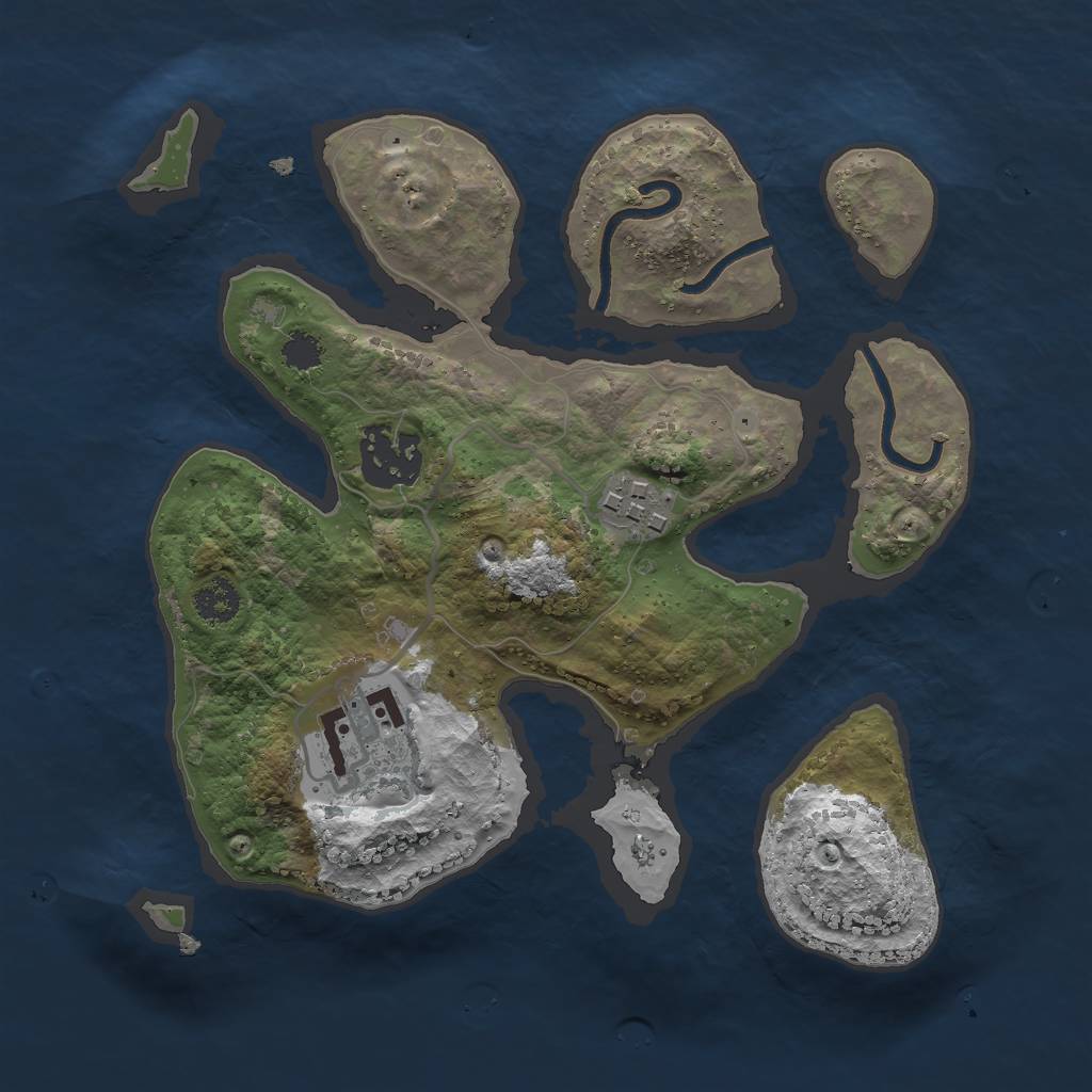 Rust Map: Procedural Map, Size: 2500, Seed: 790761, 5 Monuments