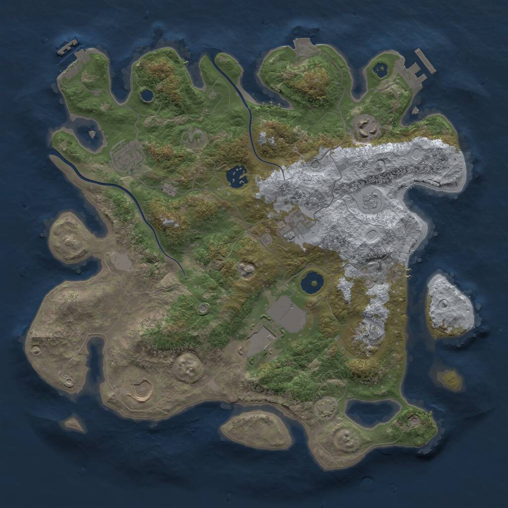 Rust Map: Procedural Map, Size: 3500, Seed: 994294, 13 Monuments