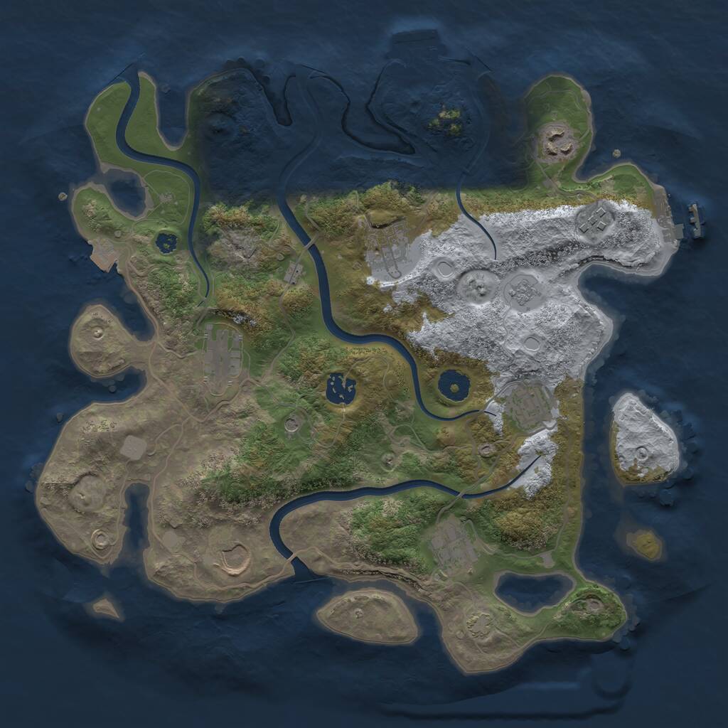 Rust Map: Procedural Map, Size: 3500, Seed: 994294, 14 Monuments