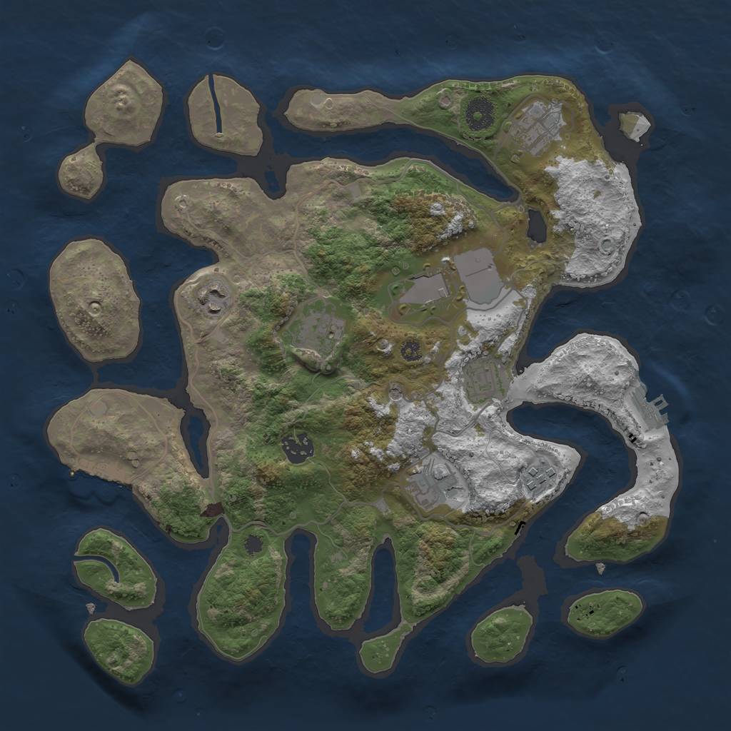 Rust Map: Procedural Map, Size: 3500, Seed: 974226, 13 Monuments