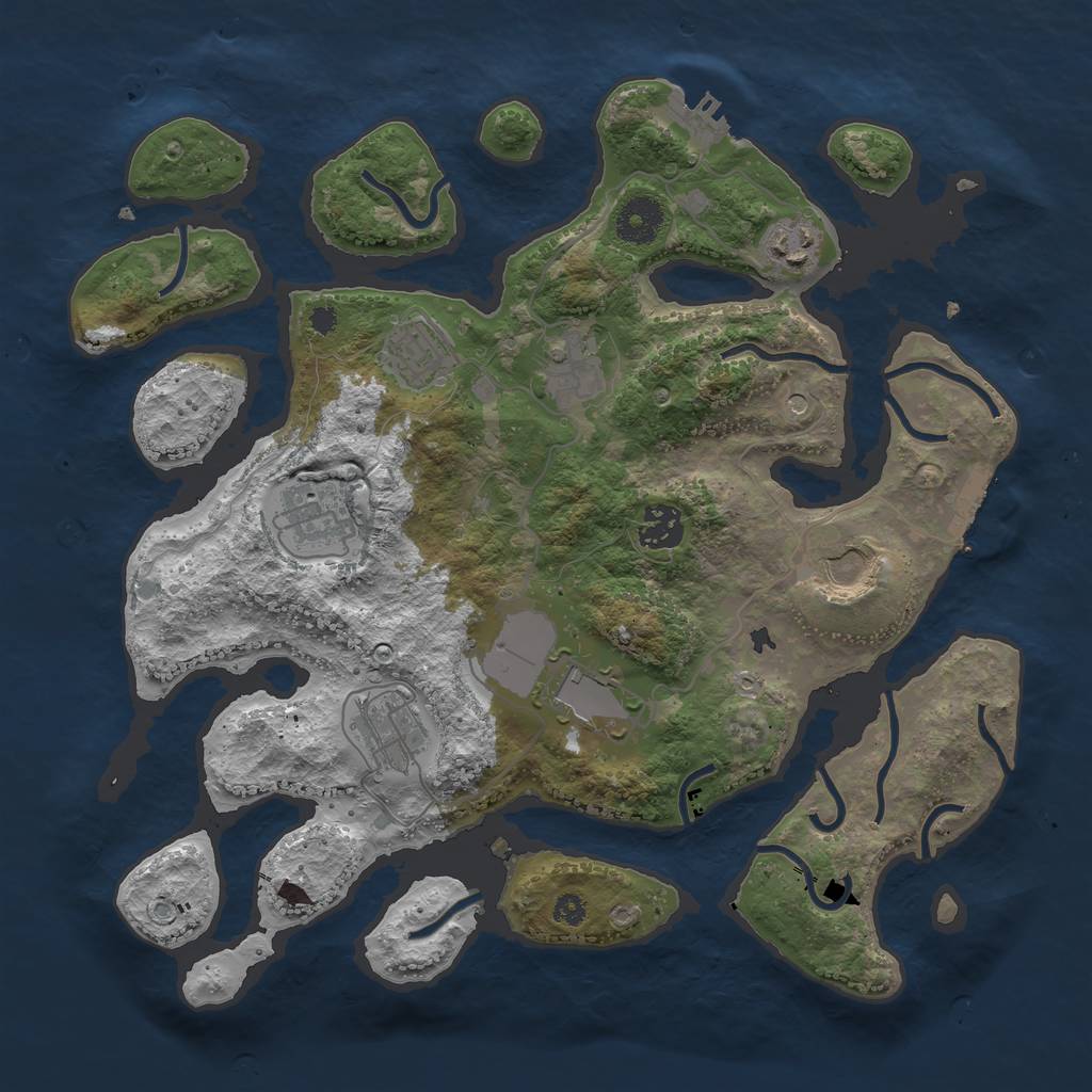 Rust Map: Procedural Map, Size: 3500, Seed: 420022, 13 Monuments
