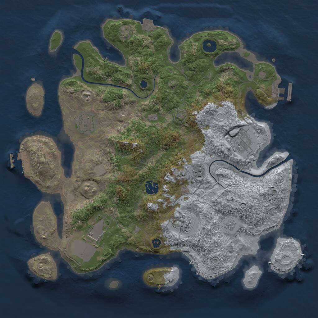 Rust Map: Procedural Map, Size: 3500, Seed: 300821, 12 Monuments