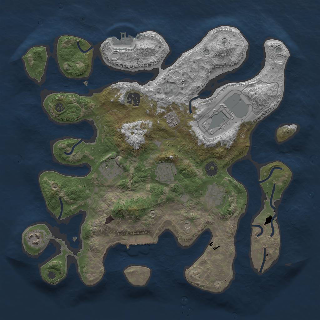 Rust Map: Procedural Map, Size: 3500, Seed: 810876, 18 Monuments