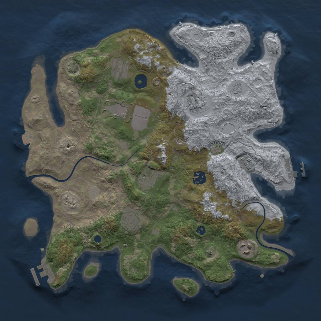 Rust Map: Procedural Map, Size: 3500, Seed: 475745, 14 Monuments