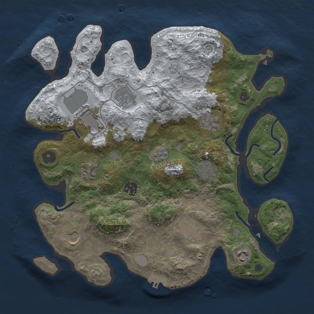 Rust Map: Procedural Map, Size: 3500, Seed: 739227, 18 Monuments