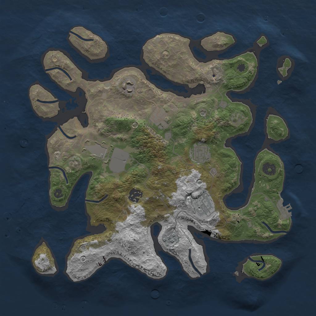Rust Map: Procedural Map, Size: 3500, Seed: 552963, 11 Monuments