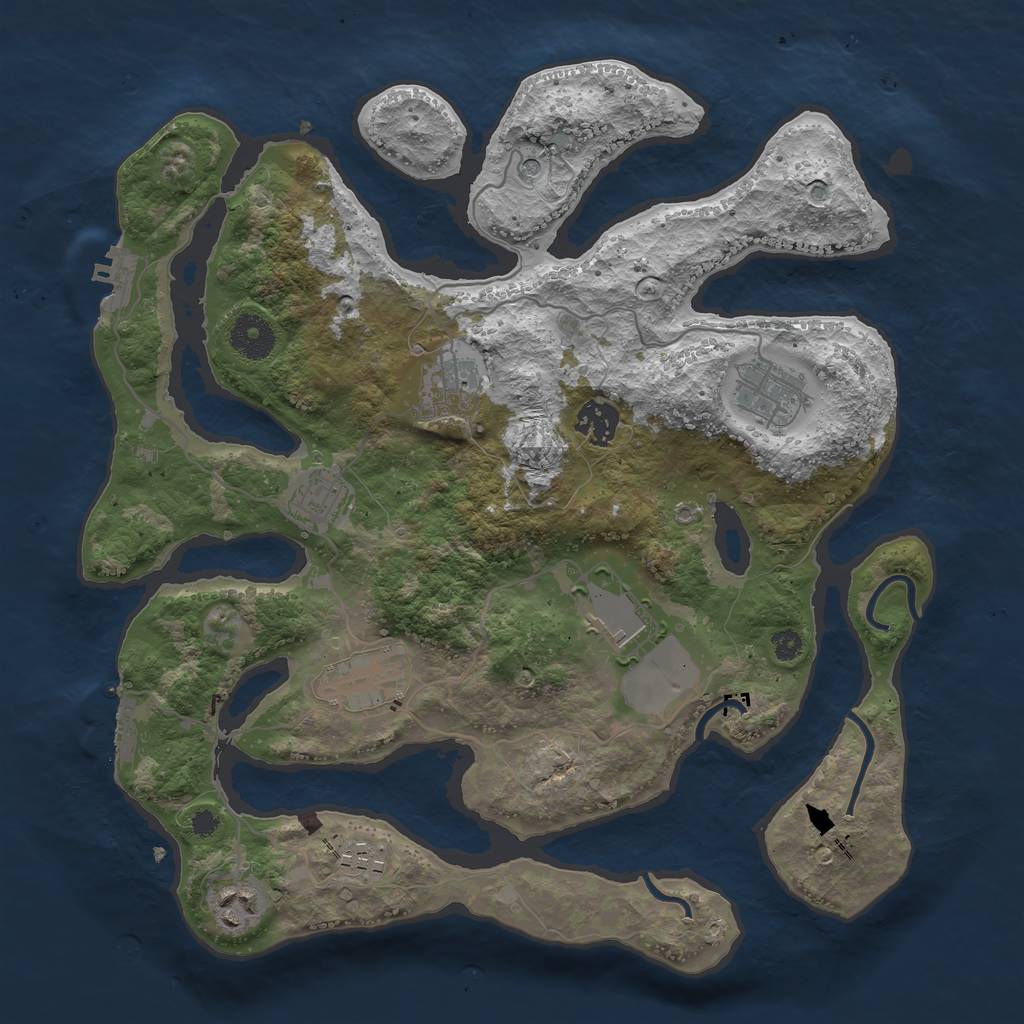 Rust Map: Procedural Map, Size: 3500, Seed: 366987, 13 Monuments