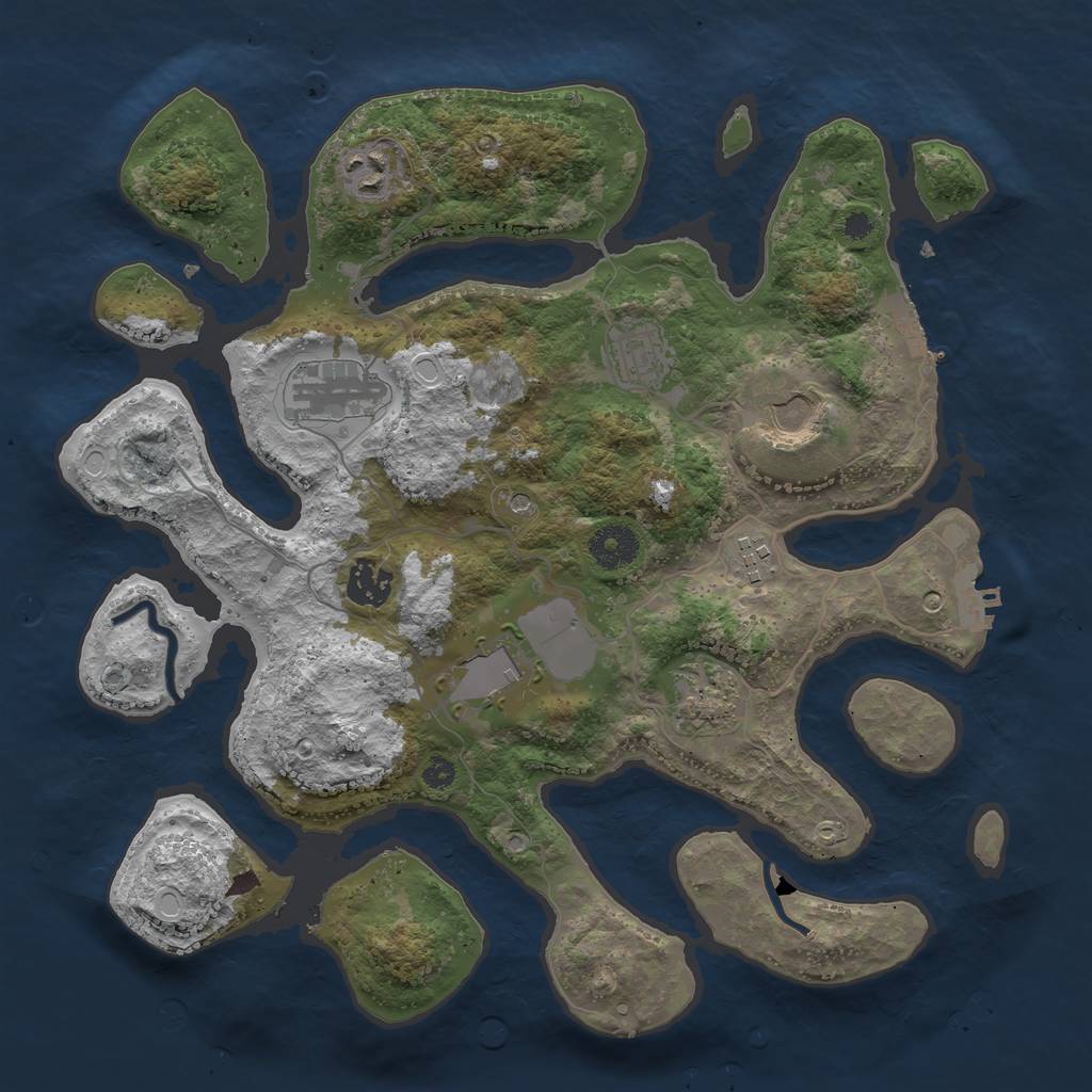 Rust Map: Procedural Map, Size: 3500, Seed: 669097, 19 Monuments
