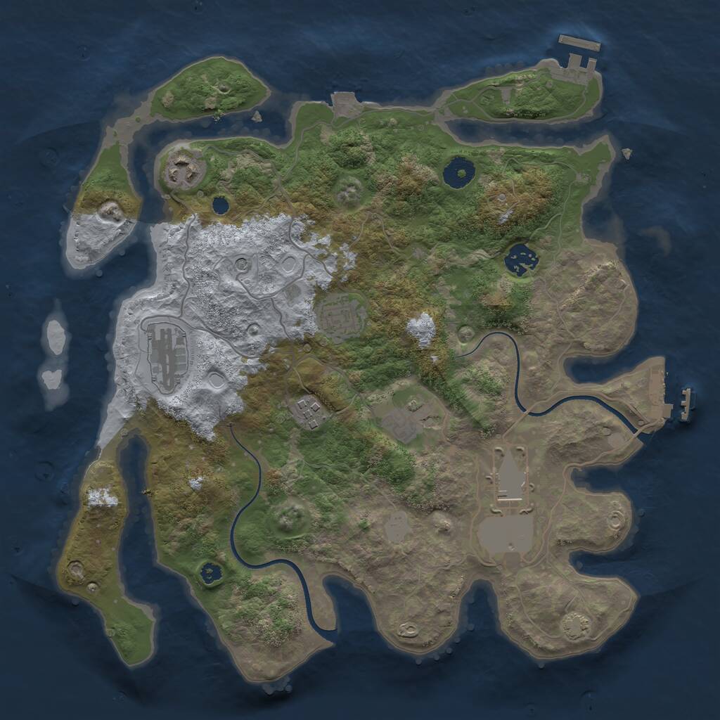 Rust Map: Procedural Map, Size: 3500, Seed: 388014, 12 Monuments