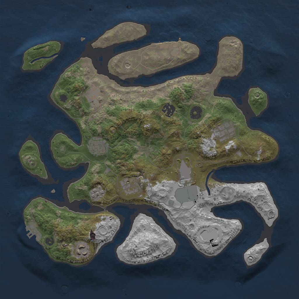 Rust Map: Procedural Map, Size: 3500, Seed: 340114, 16 Monuments