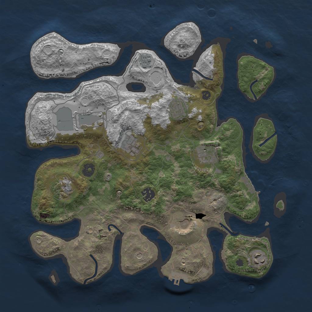 Rust Map: Procedural Map, Size: 3500, Seed: 164576, 20 Monuments