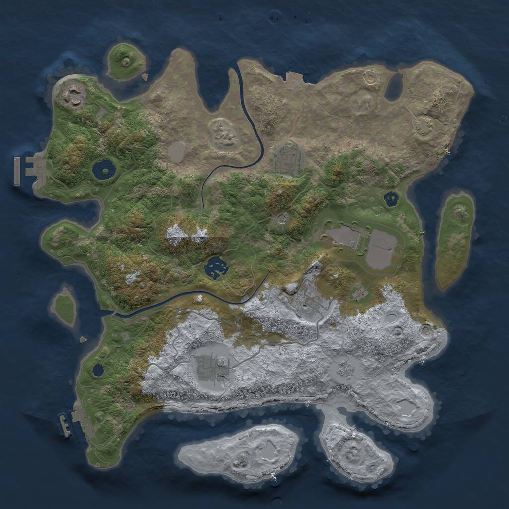 Rust Map: Procedural Map, Size: 3500, Seed: 979458, 12 Monuments