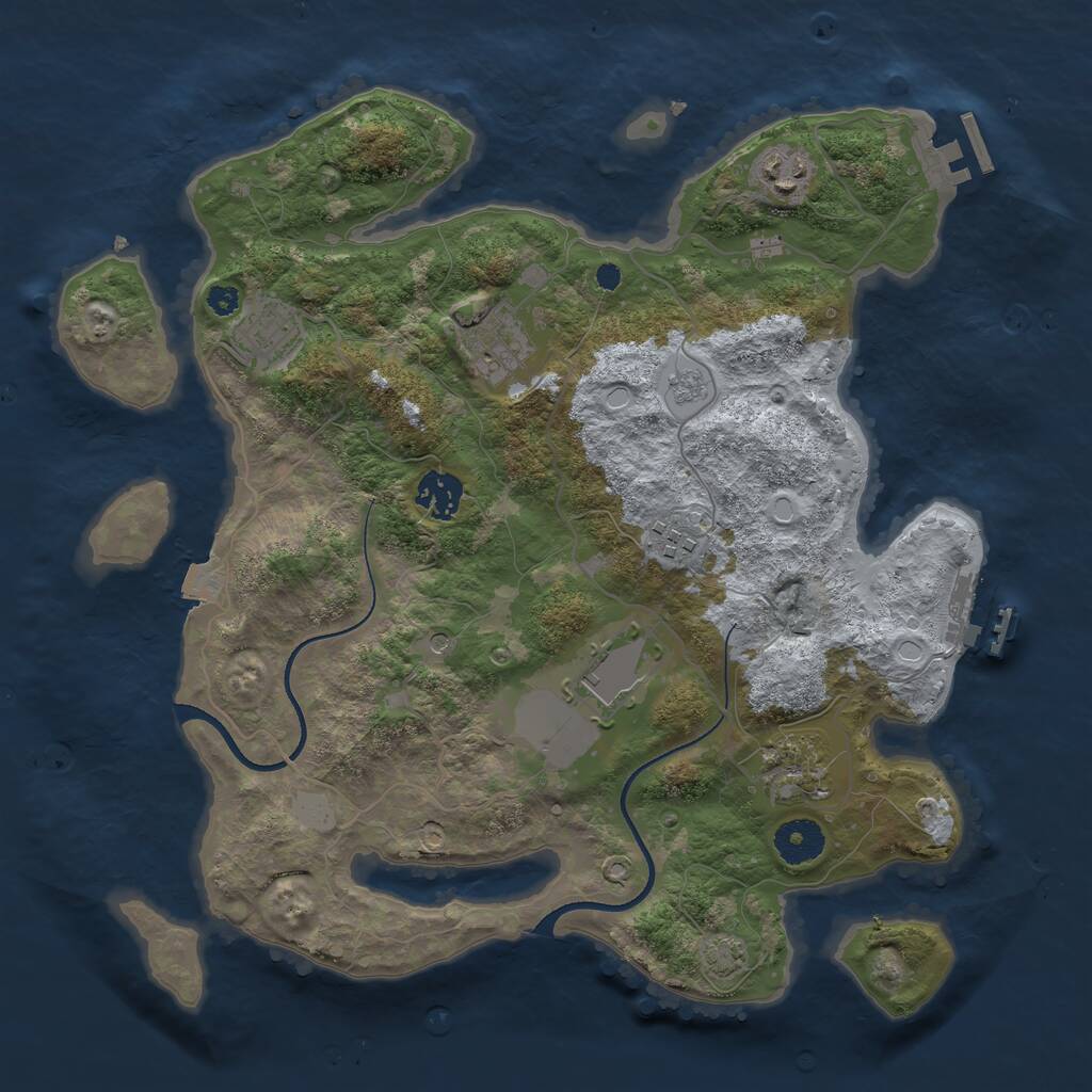 Rust Map: Procedural Map, Size: 3500, Seed: 450957, 13 Monuments