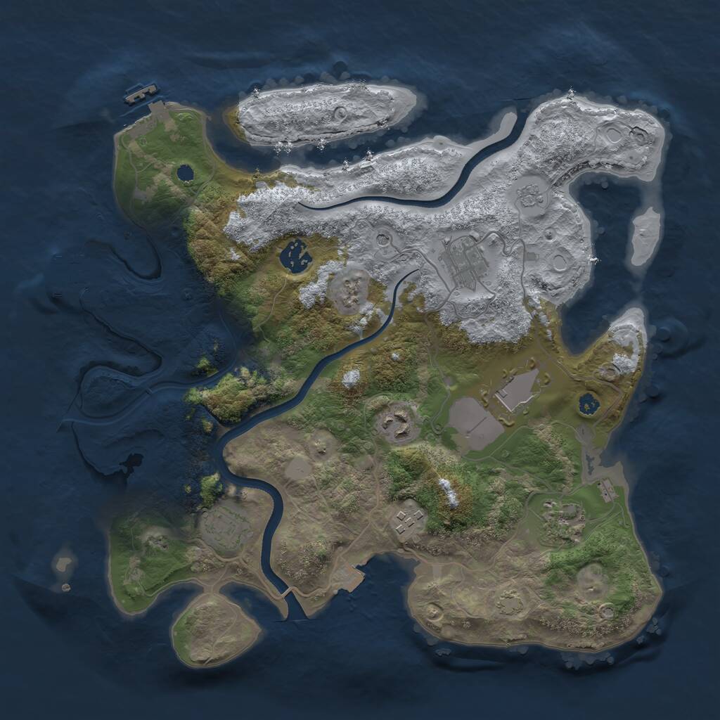 Rust Map: Procedural Map, Size: 3500, Seed: 831597, 13 Monuments