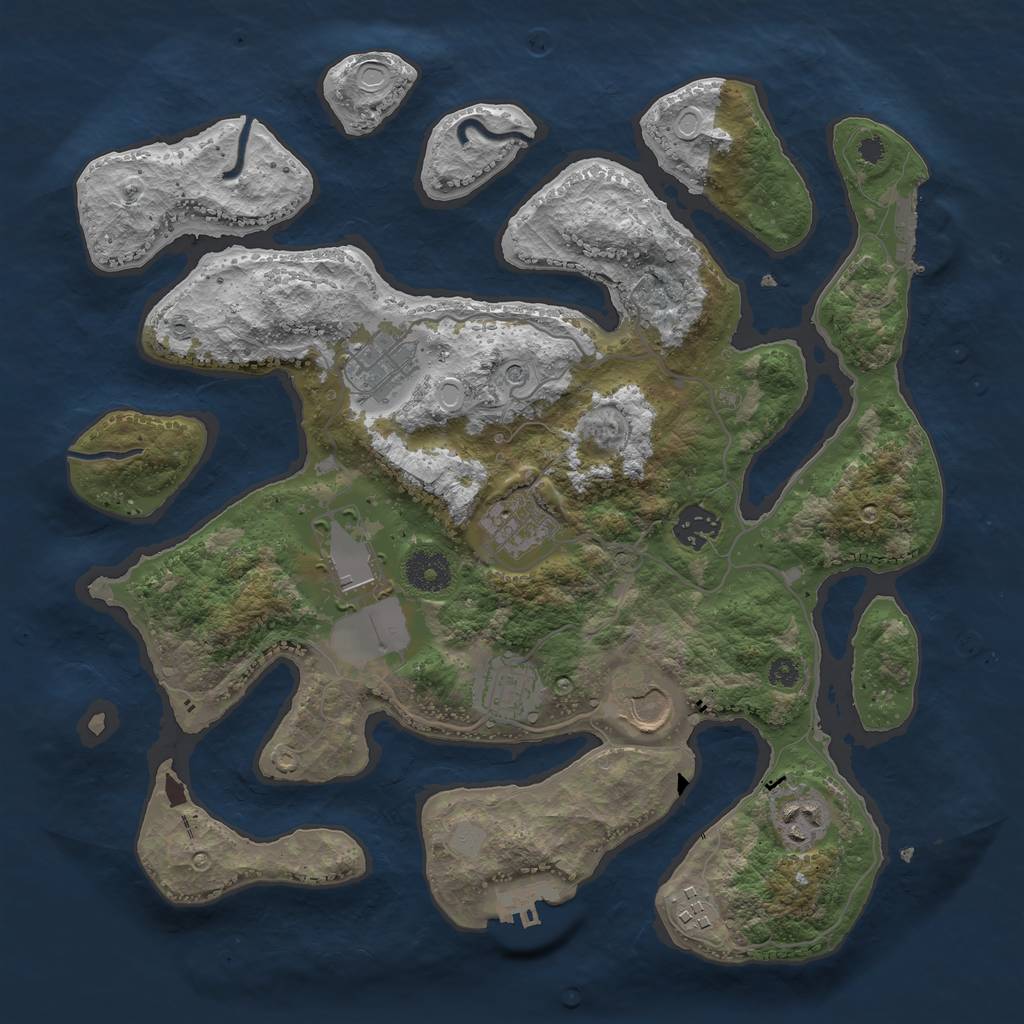 Rust Map: Procedural Map, Size: 3500, Seed: 713175, 16 Monuments