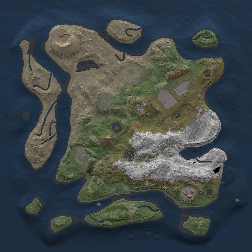 Rust Map: Procedural Map, Size: 3500, Seed: 703681, 13 Monuments