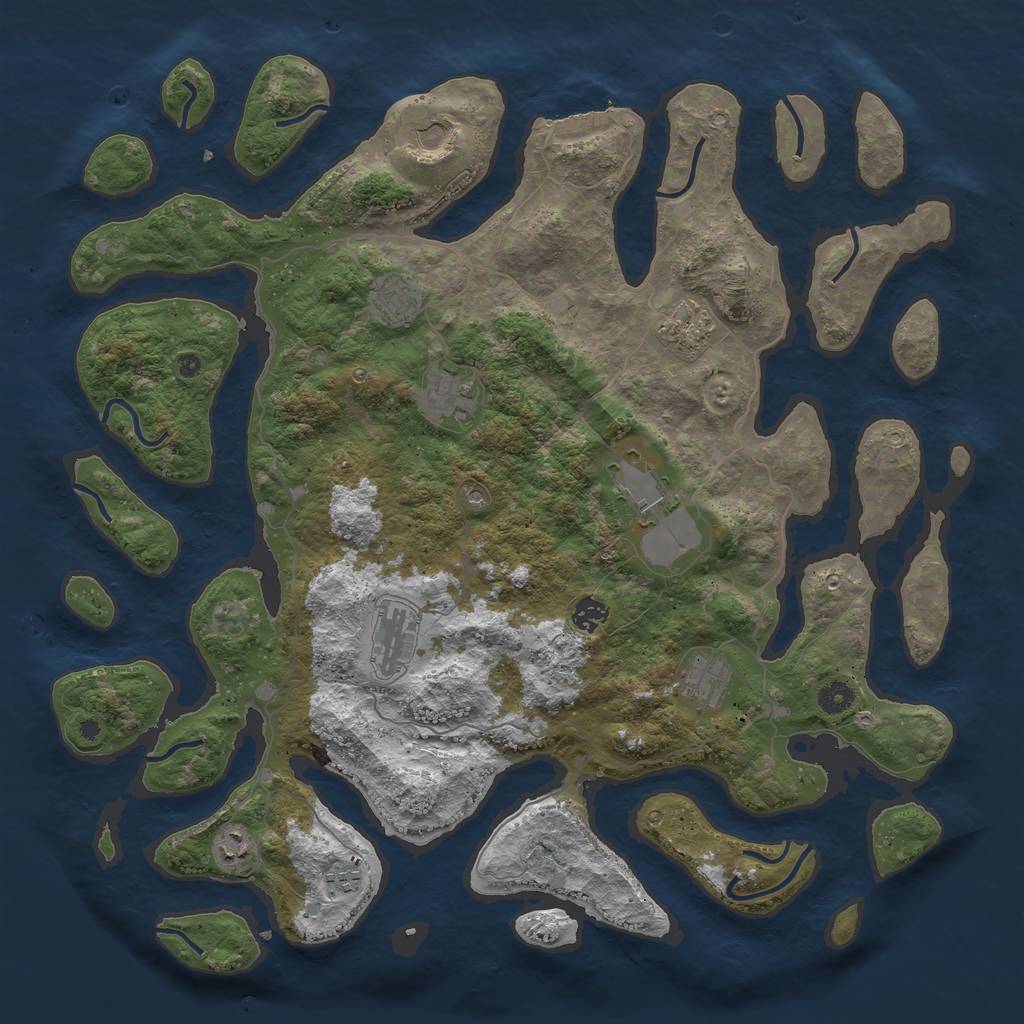 Rust Map: Procedural Map, Size: 4500, Seed: 336741, 14 Monuments