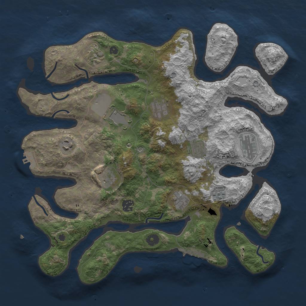 Rust Map: Procedural Map, Size: 3750, Seed: 110899291, 18 Monuments