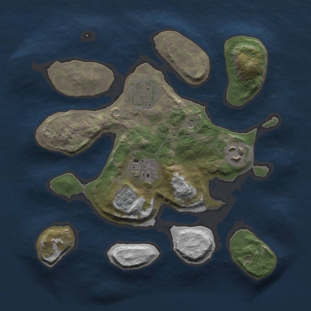 Rust Map: Barren, Size: 2500, Seed: 2134, 7 Monuments