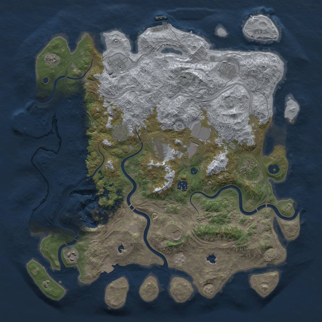 Rust Map: Procedural Map, Size: 4500, Seed: 908246, 16 Monuments
