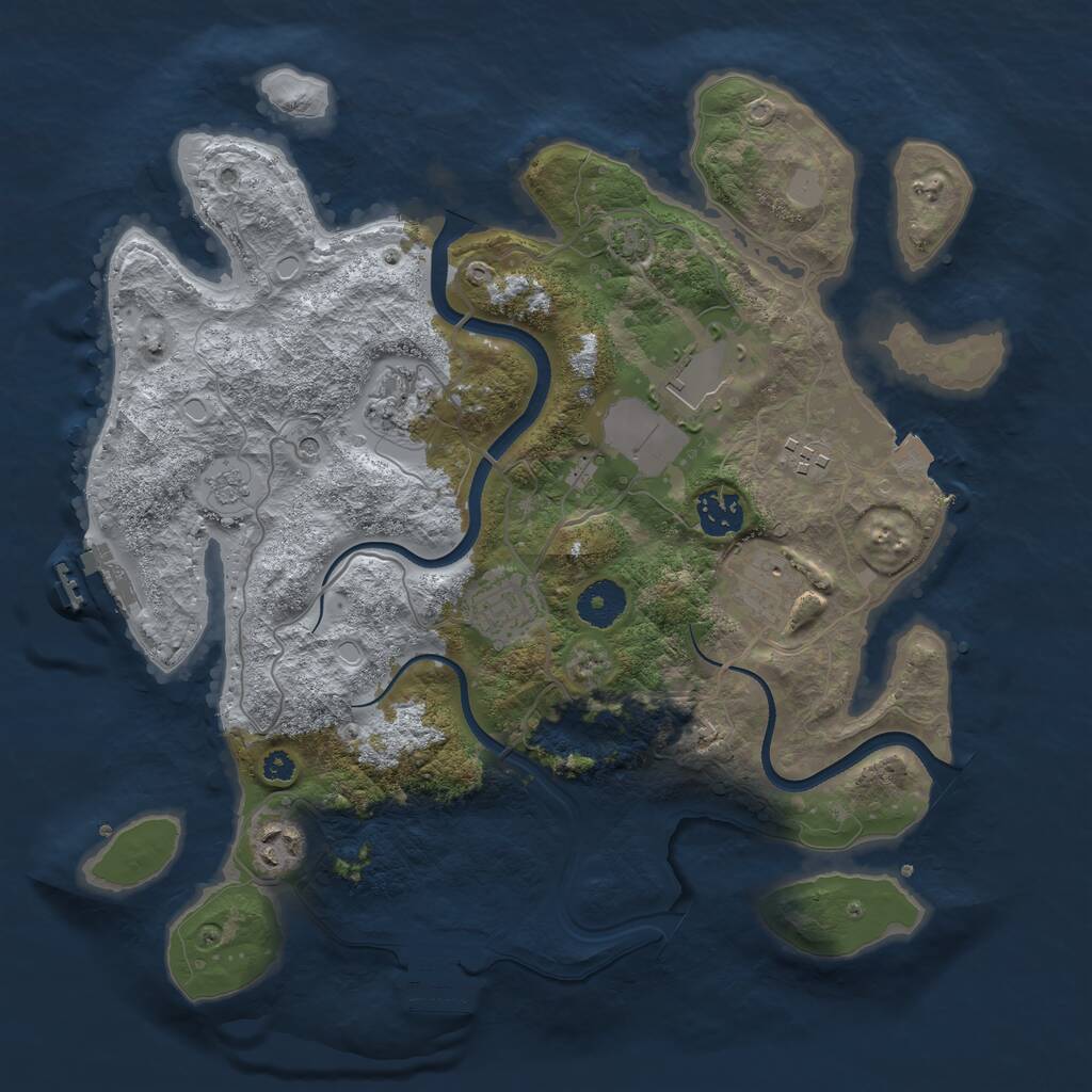 Rust Map: Procedural Map, Size: 3500, Seed: 533440, 13 Monuments