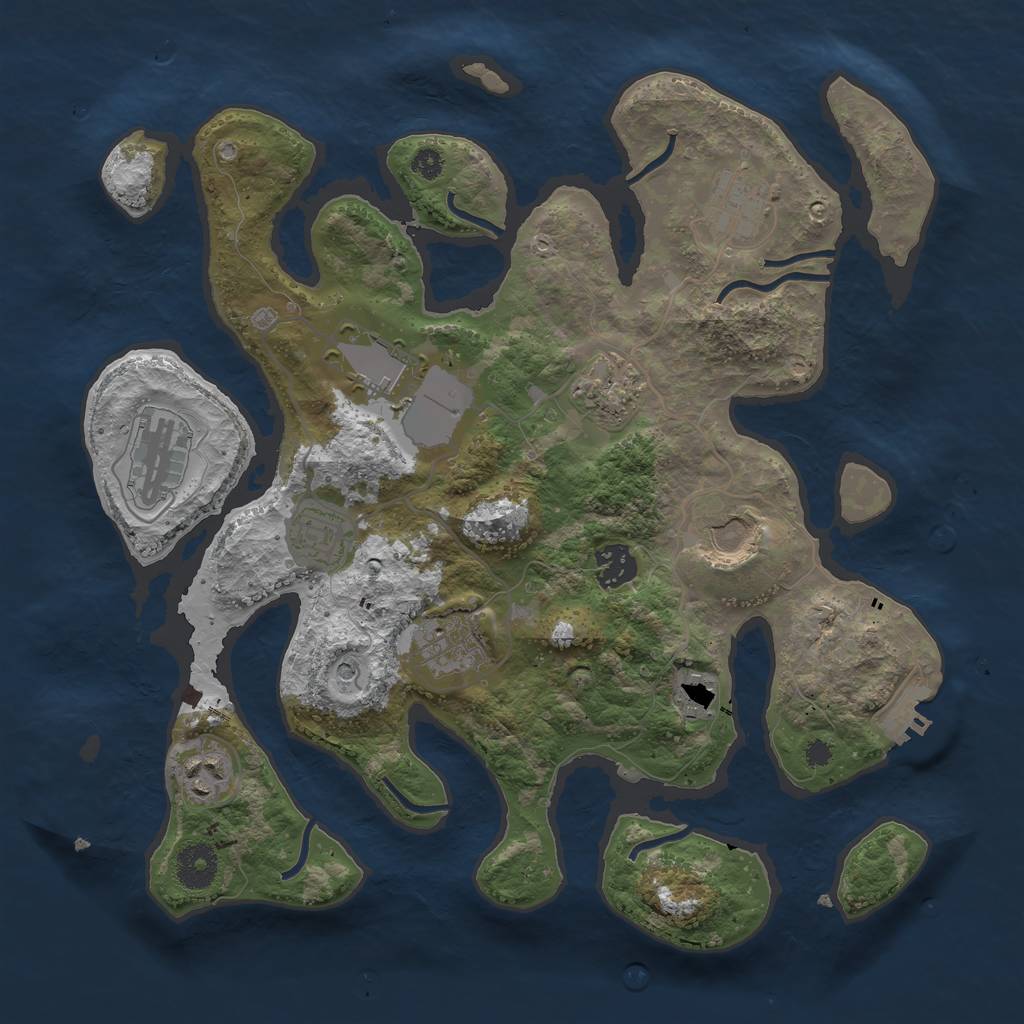 Rust Map: Procedural Map, Size: 3500, Seed: 847434, 14 Monuments
