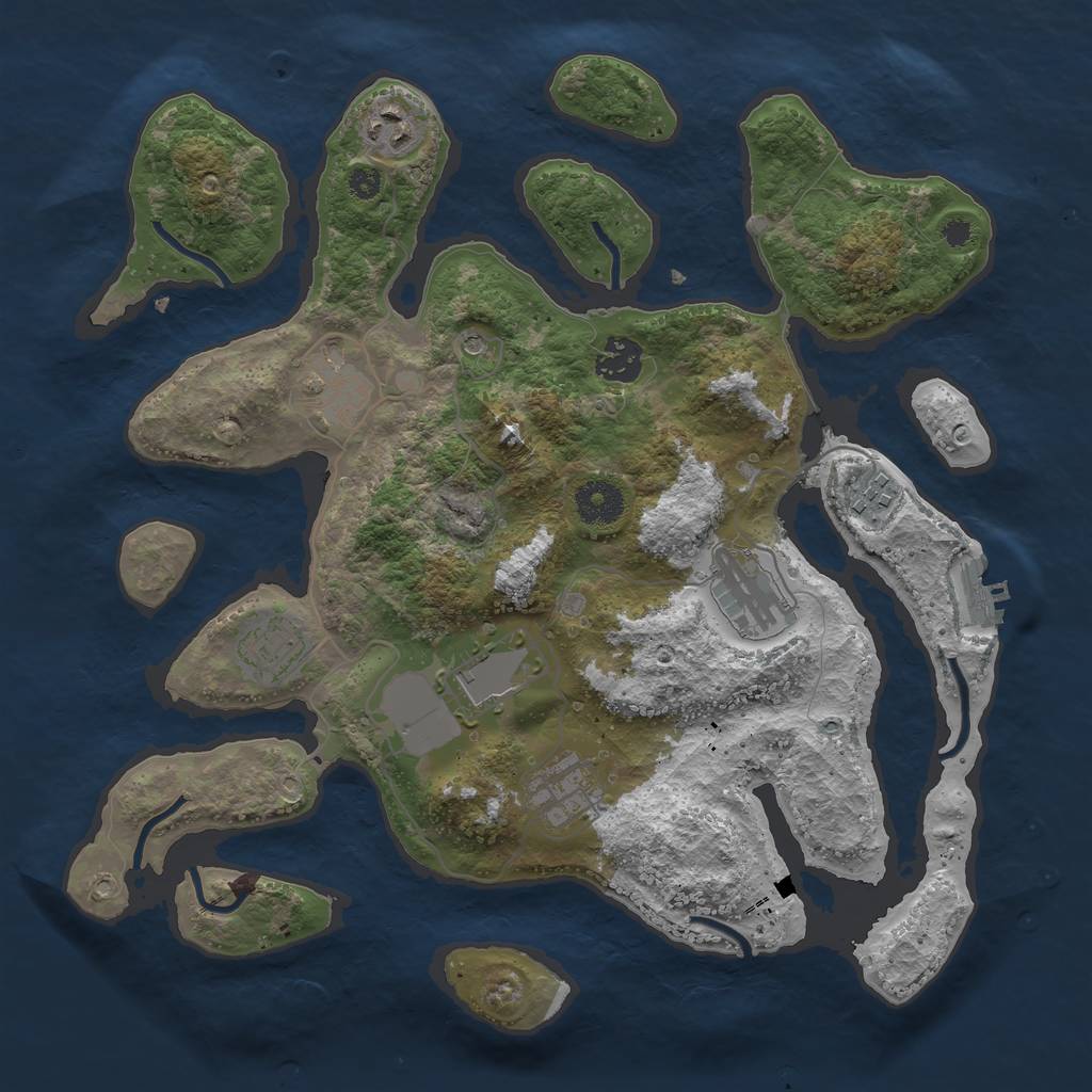 Rust Map: Procedural Map, Size: 3500, Seed: 21960837, 12 Monuments