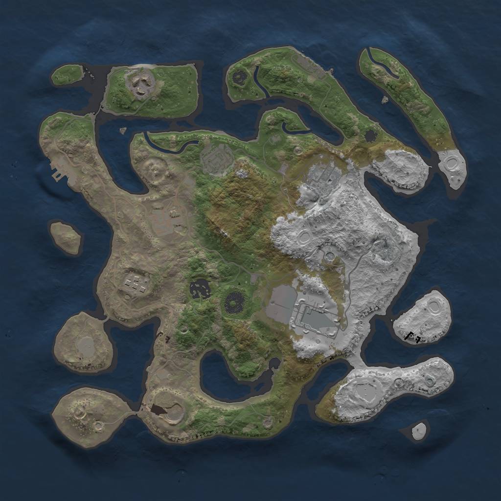 Rust Map: Procedural Map, Size: 3500, Seed: 466433, 16 Monuments
