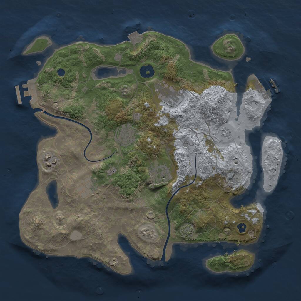 Rust Map: Procedural Map, Size: 3250, Seed: 84750, 11 Monuments