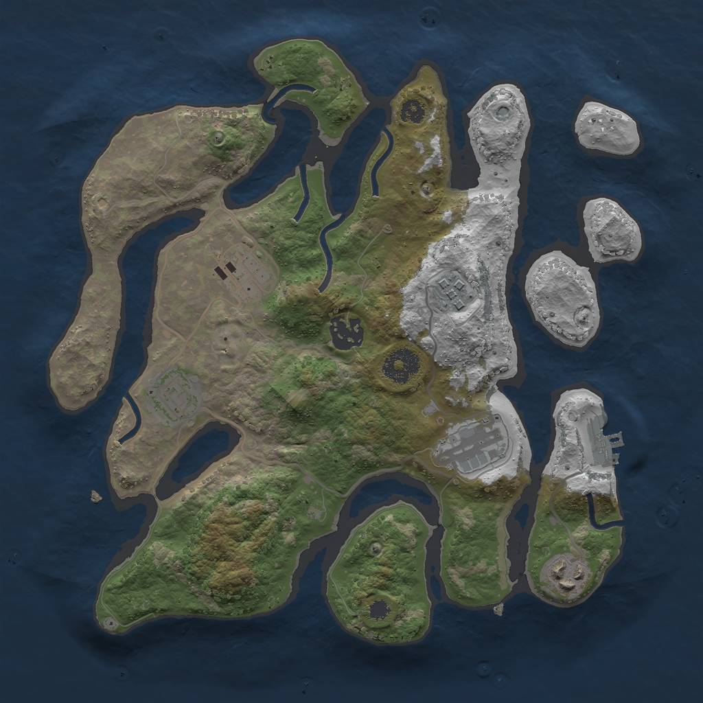 Rust Map: Procedural Map, Size: 3000, Seed: 7488, 9 Monuments