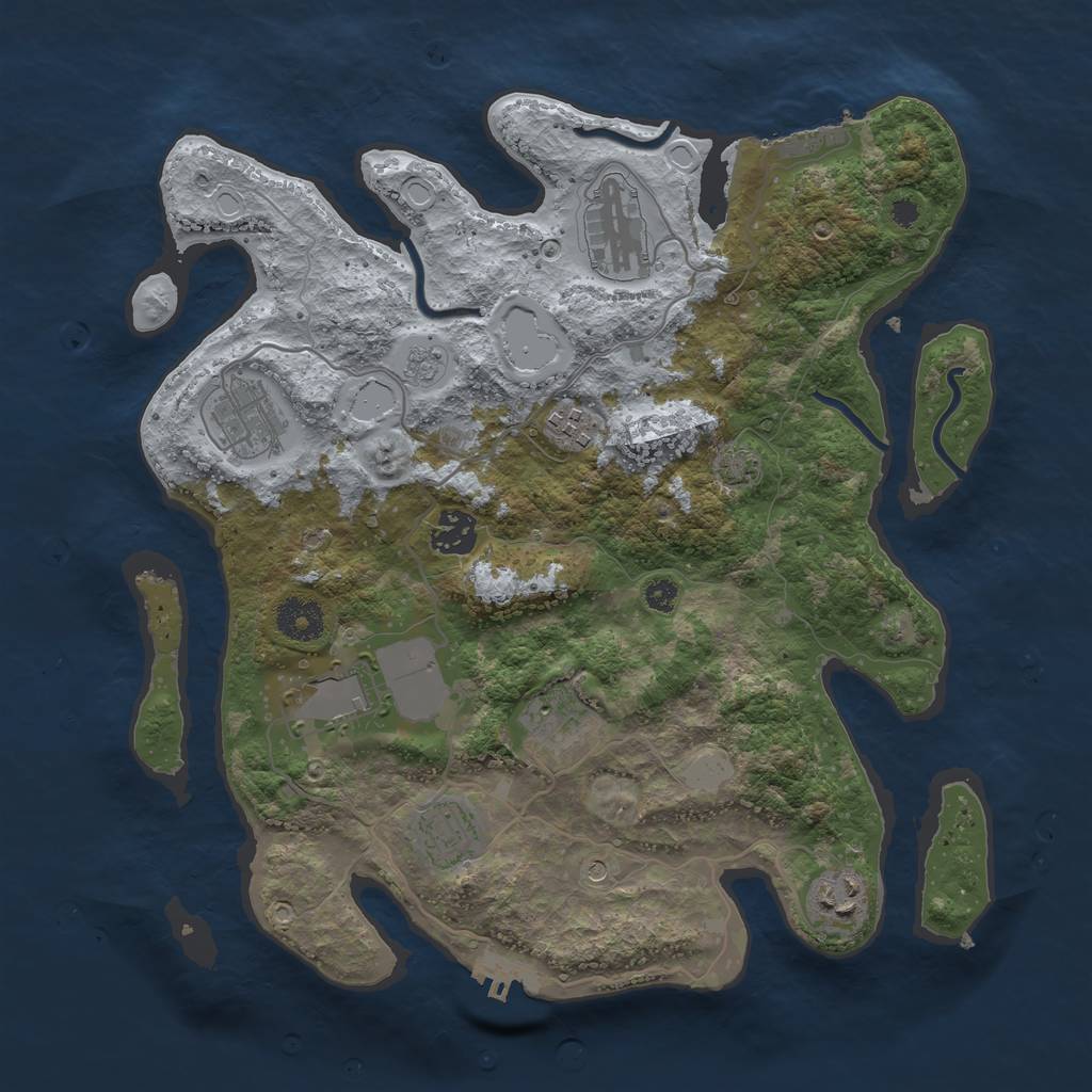 Rust Map: Procedural Map, Size: 3500, Seed: 869272, 16 Monuments