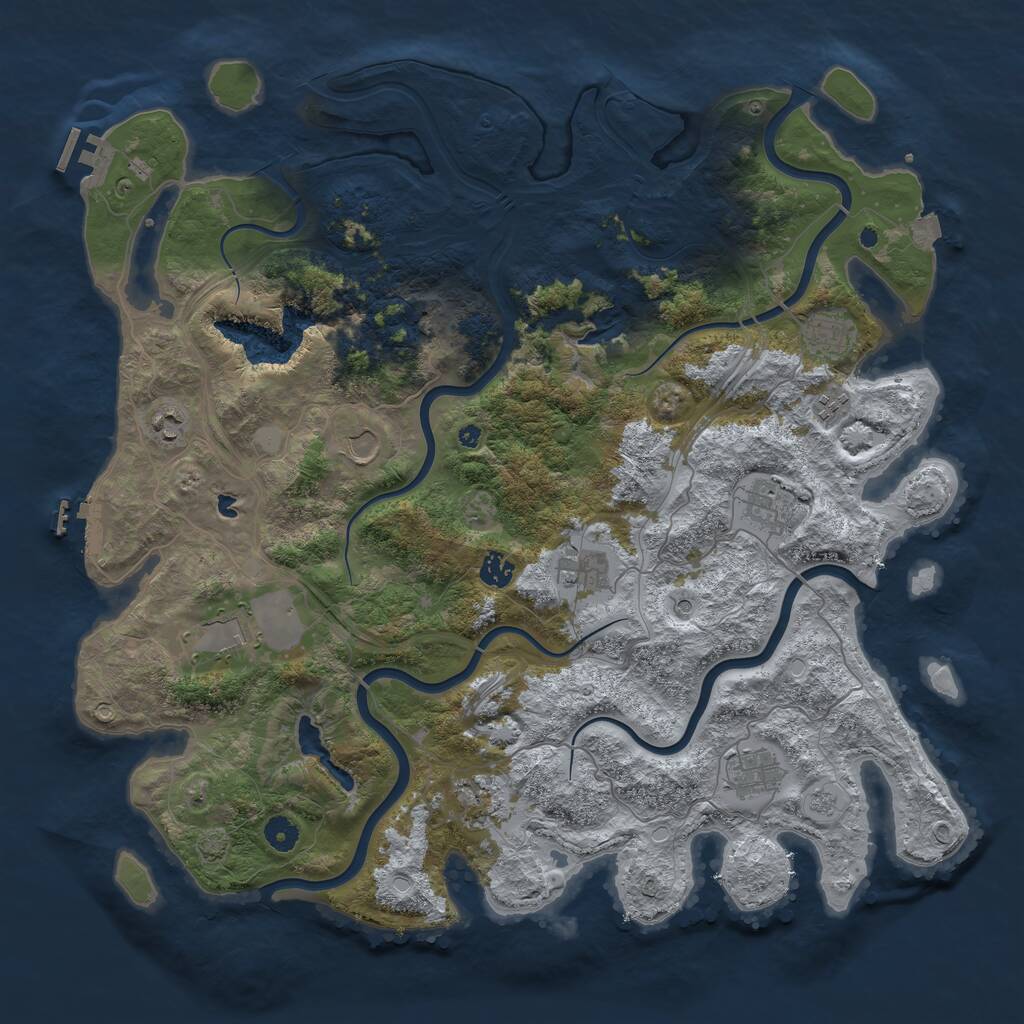 Rust Map: Procedural Map, Size: 4500, Seed: 321860, 16 Monuments