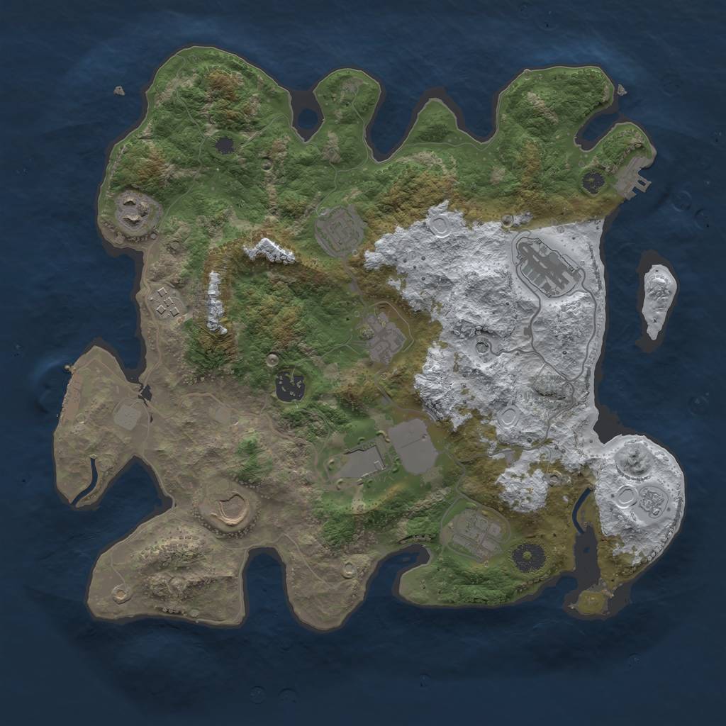 Rust Map: Procedural Map, Size: 3500, Seed: 727141, 18 Monuments