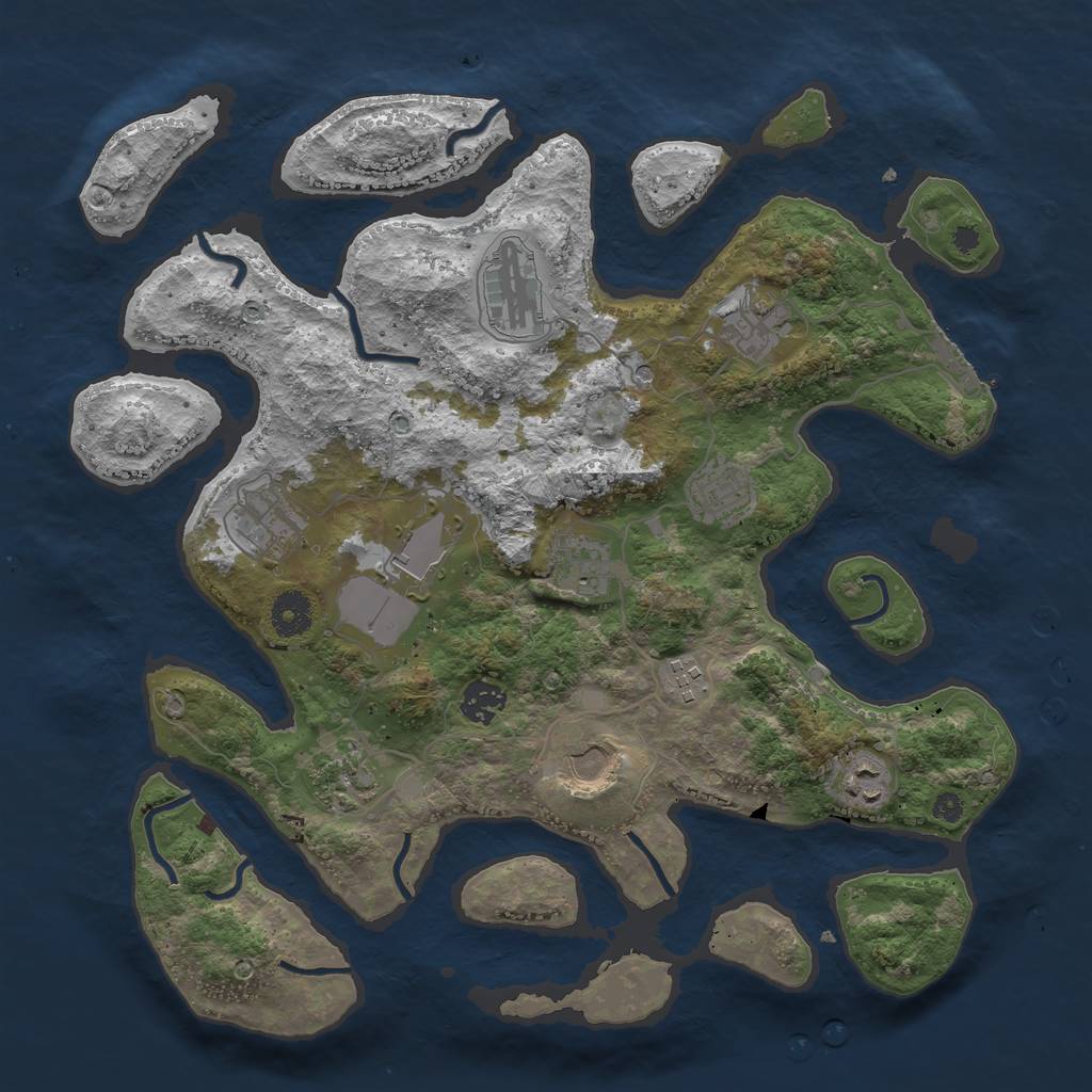 Rust Map: Procedural Map, Size: 3750, Seed: 2143729378, 15 Monuments