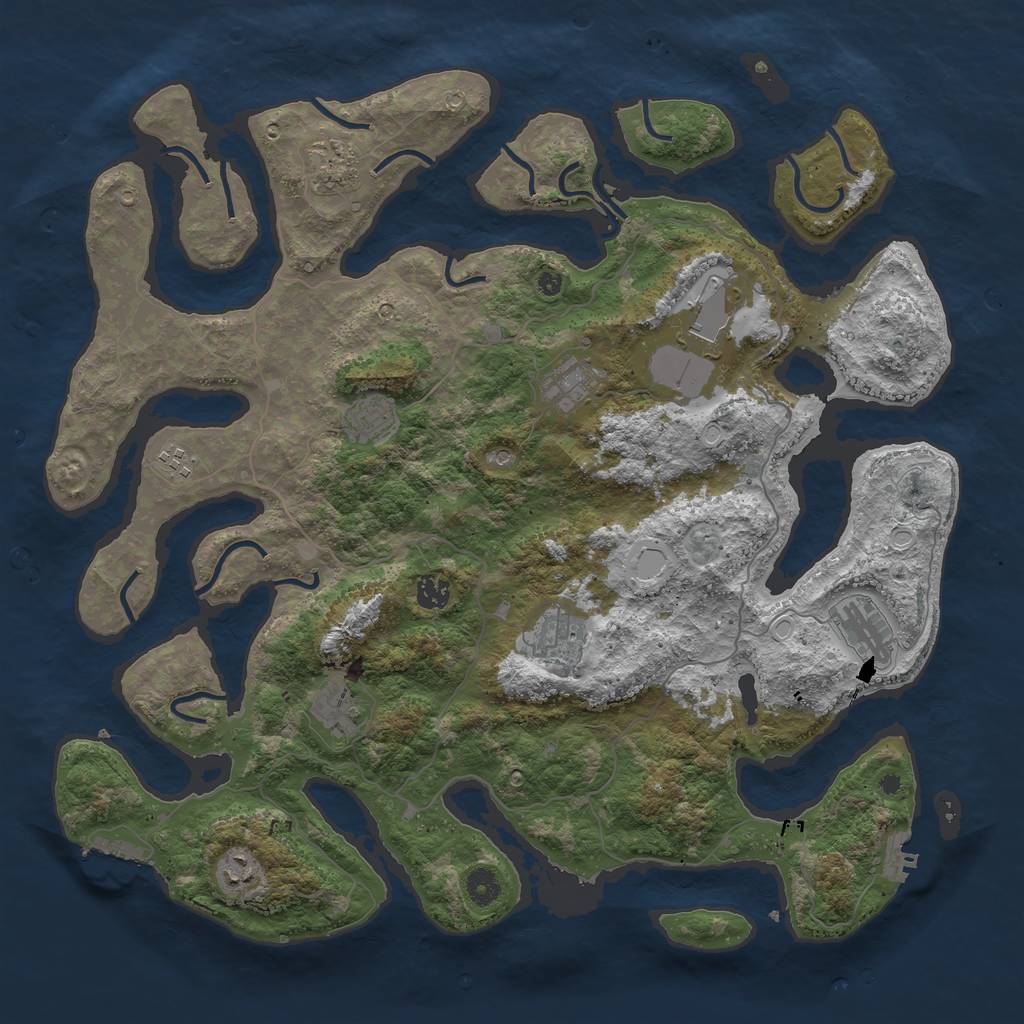 Rust Map: Procedural Map, Size: 4400, Seed: 50500, 18 Monuments