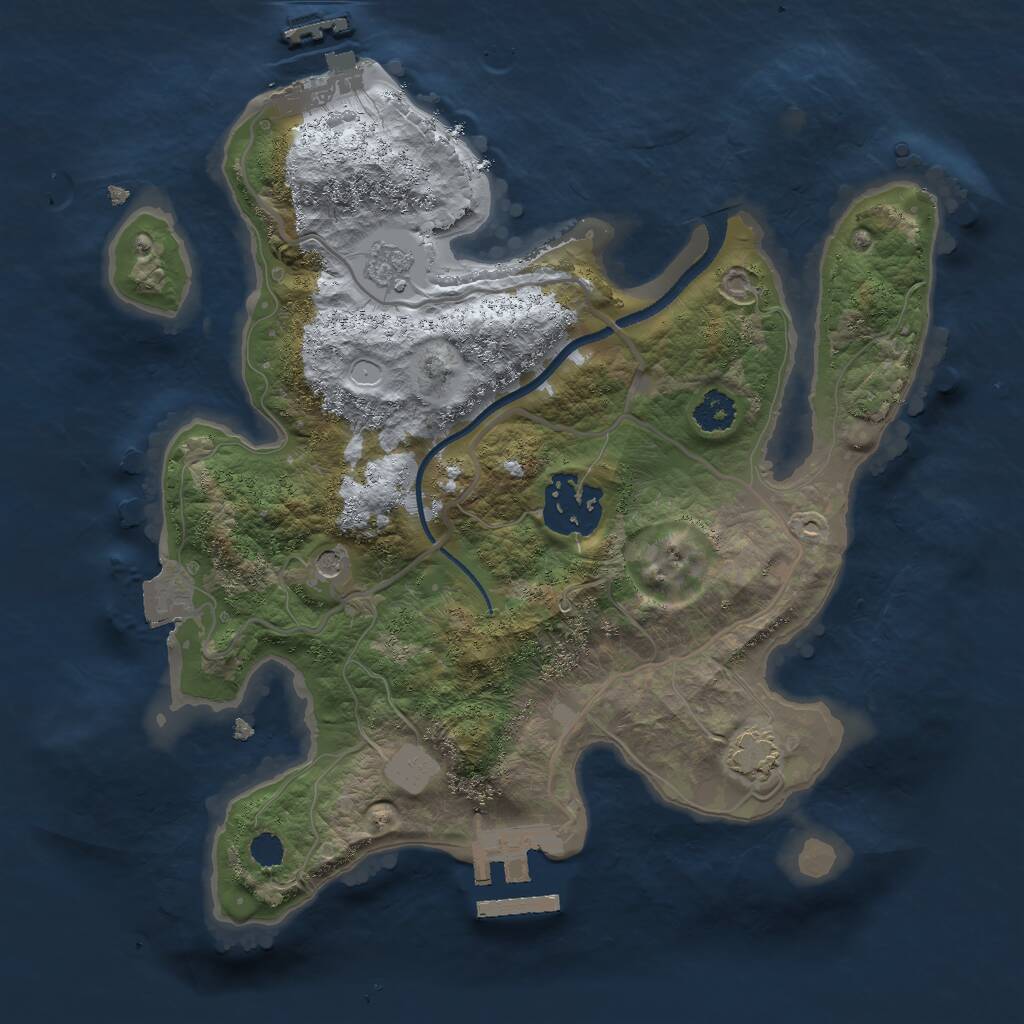 Rust Map: Procedural Map, Size: 2500, Seed: 743035, 7 Monuments