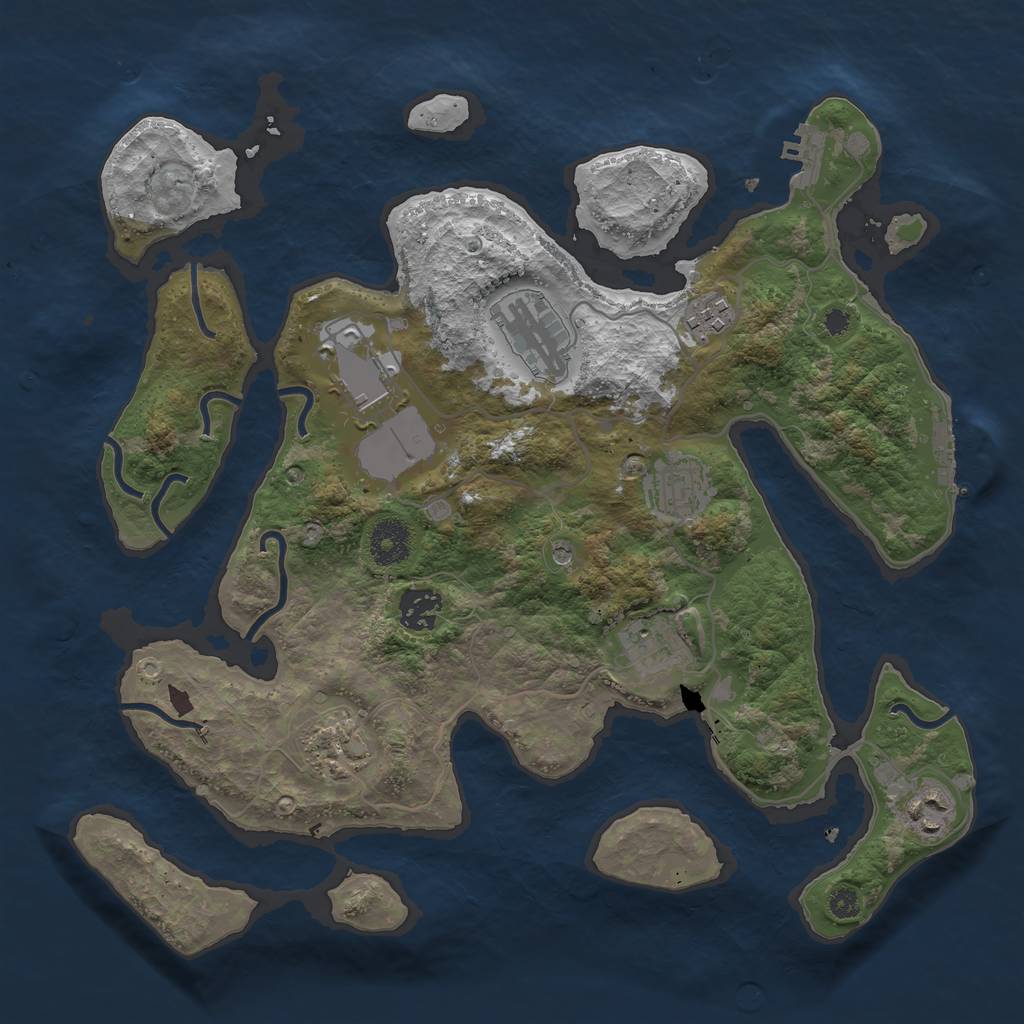Rust Map: Procedural Map, Size: 3500, Seed: 23623623, 13 Monuments