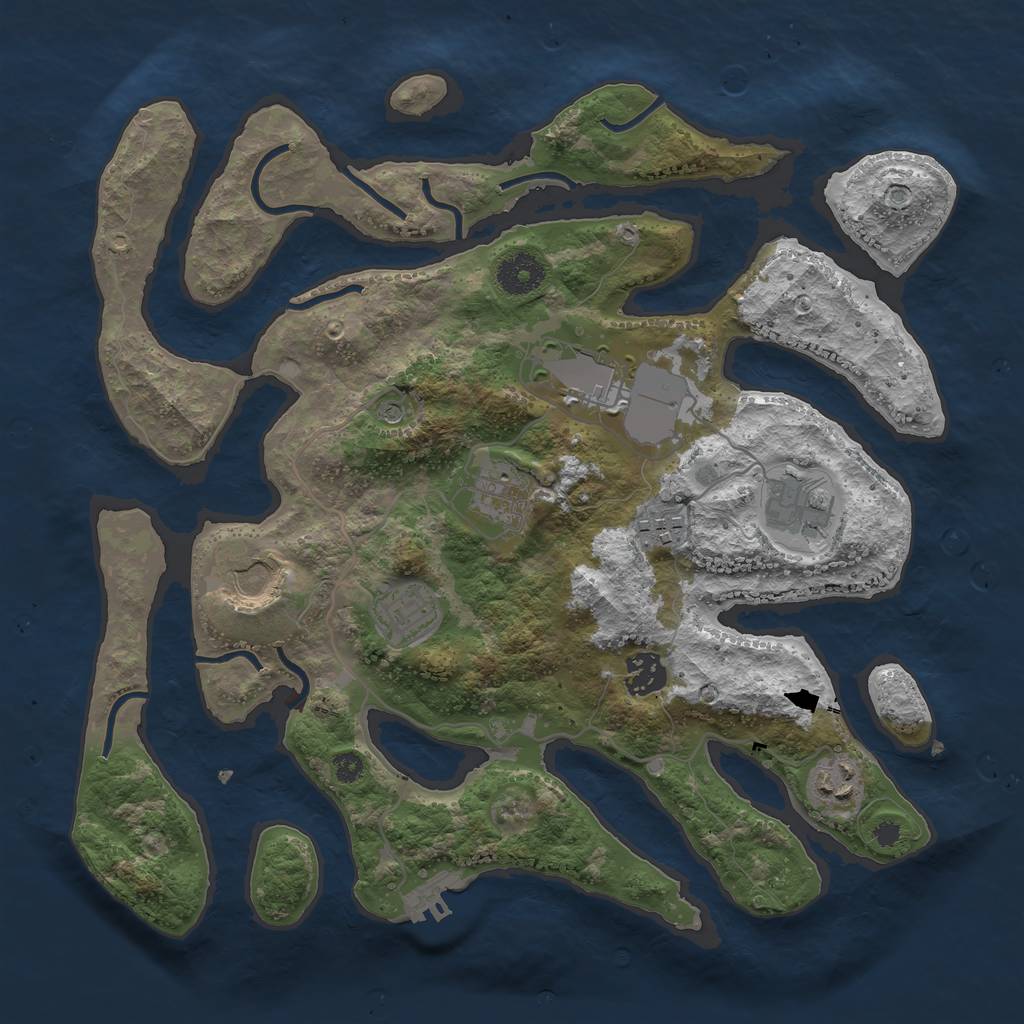 Rust Map: Procedural Map, Size: 3500, Seed: 993784, 12 Monuments
