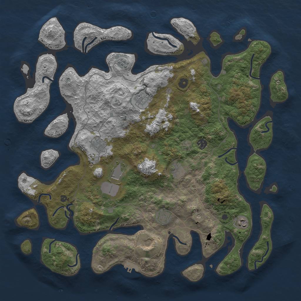 Rust Map: Procedural Map, Size: 4500, Seed: 747590, 13 Monuments