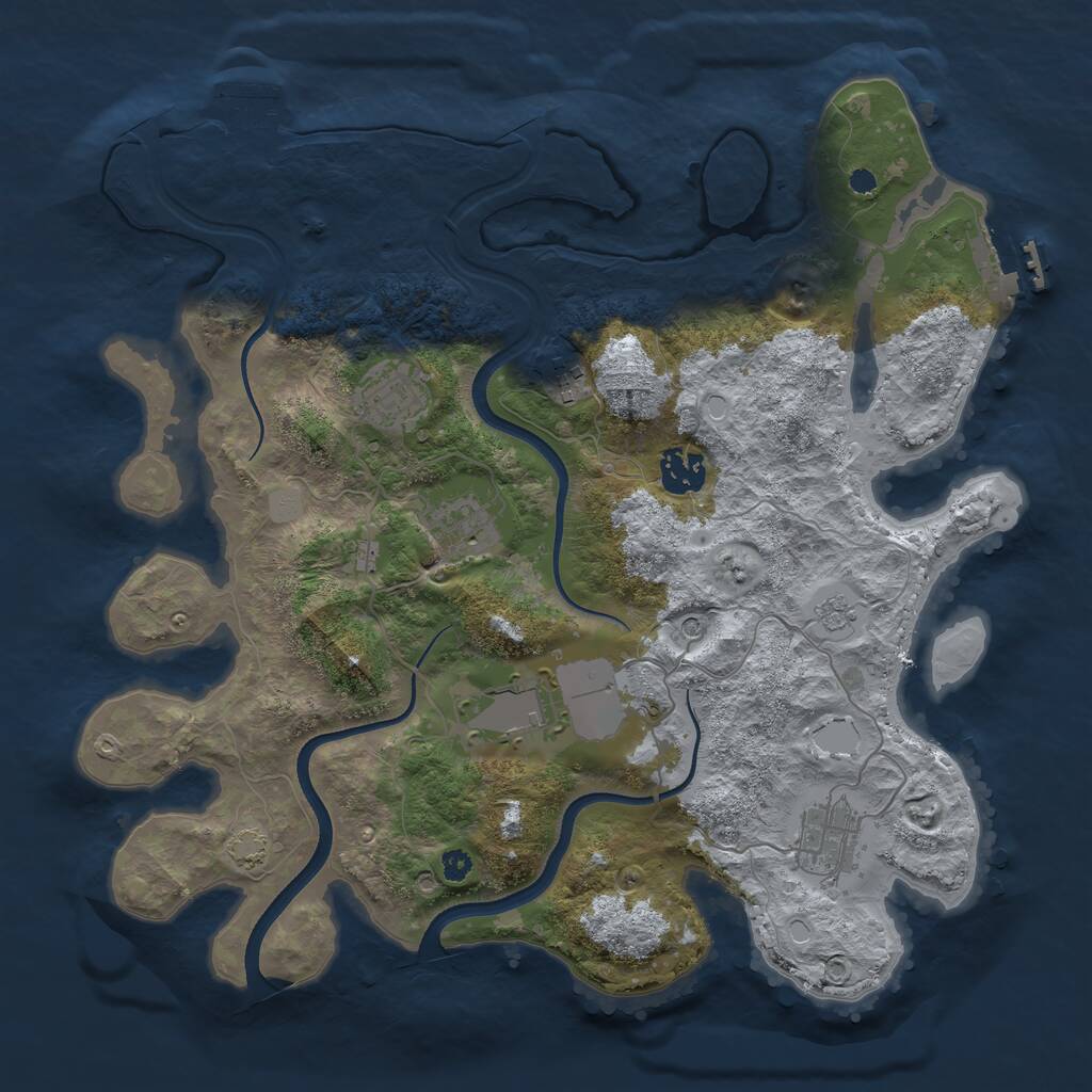 Rust Map: Procedural Map, Size: 3500, Seed: 419228, 12 Monuments