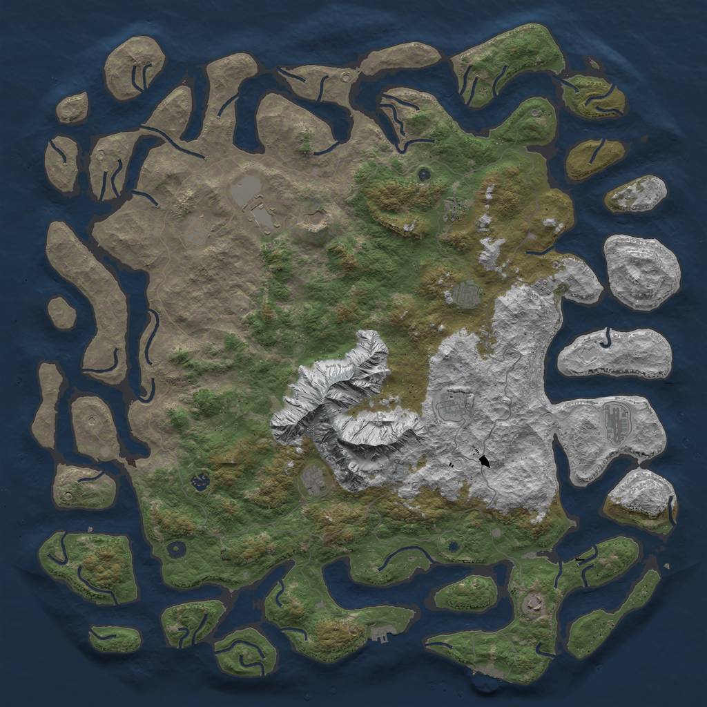 Rust Map: Procedural Map, Size: 6000, Seed: 2222, 22 Monuments